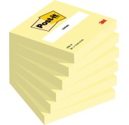 Post-it Pack con 6 Blocs de 100 Notas Adhesivas Removibles Canary Yellow 76x76mm - Papel con Certificacion PEFC - 7100103157 - Color Amarillo Claro