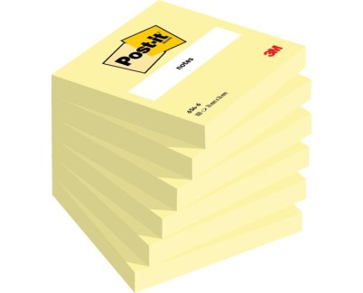 Post-it Pack con 6 Blocs de 100 Notas Adhesivas Removibles Canary Yellow 76x76mm - Papel con Certificacion PEFC - 7100103157 - Color Amarillo Claro