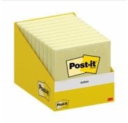 Post-It Pack de 10 Blocs de 100 Notas Adhesivas Reposicionables - Forma Cuadrada - 76x76mm - Color Amarillo Claro