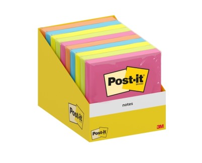Post-It Pack de 10 Blocs de 100 Notas Adhesivas Reposicionables - Forma Cuadrada - 76x76mm - Colores Surtidos