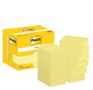 Post-It Pack de 12 Blocs de 100 Notas Adhesivas Reposicionables 38x51mm - Forma Rectangular - Caja Dispesandora - Color Amarillo Claro