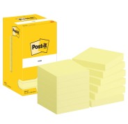 Post-It Pack de 12 Blocs de 100 Notas Adhesivas Reposicionables - Forma Cuadrada - 76x76mm - Color Amarillo Claro
