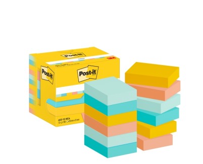 Post-It Pack de 12 Blocs de 100 Notas Adhesivas Reposicionables - Forma Rectangular - 38x51mm - Colores Surtidos