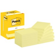 Post-It Pack de 12 Blocs de 100 Notas Adhesivas Reposicionables - Forma Rectangular - 76x102mm - Color Amarillo Claro