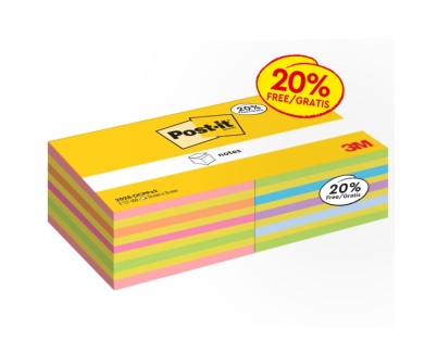 Post-It Pack de 2 Cubos de 450 Notas Adhesivas Reposicionables - Forma Cuadrada - Colores Surtidos