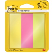 Post-It Pack de 3 Blocs de 100 Marcadores Reposicionables - Forma Rectangular - Colores Surtidos