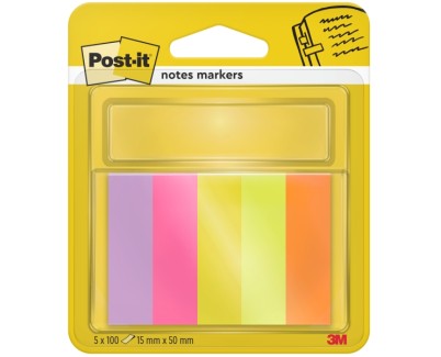 Post-It Pack de 5 Blocs de 100 Marcadores Reposicionables - Forma Rectangular - Colores Surtidos