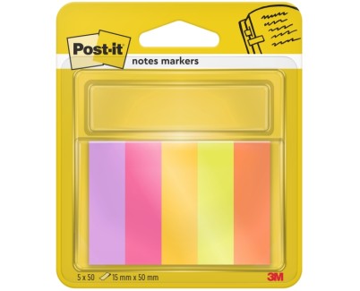 Post-It Pack de 5 Blocs de 50 Marcadores Reposicionables - Forma Rectangular - Colores Surtidos
