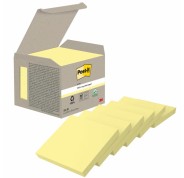 Post-It Pack de 6 Blocs de 100 Notas Adhesivas Recicladas - Forma Cuadrada - 76x76mm - Color Amarillo Claro