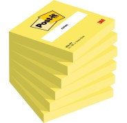 Post-It Pack de 6 Blocs de 100 Notas Adhesivas Reposicionables - Forma Cuadrada - 76x76mm - Color Amarillo Claro