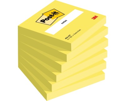 Post-It Pack de 6 Blocs de 100 Notas Adhesivas Reposicionables - Forma Cuadrada - 76x76mm - Color Amarillo Neon