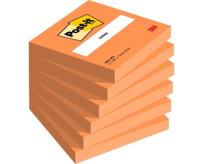 Post-It Pack de 6 Blocs de 100 Notas Adhesivas Reposicionables - Forma Cuadrada - 76x76mm - Color Naranja