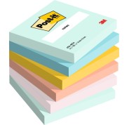 Post-It Pack de 6 Blocs de 100 Notas Adhesivas Reposicionables - Forma Cuadrada - 76x76mm - Colores Surtidos