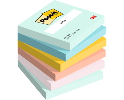 Post-It Pack de 6 Blocs de 100 Notas Adhesivas Reposicionables - Forma Cuadrada - 76x76mm - Colores Surtidos