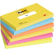 Post-It Pack de 6 Blocs de 100 Notas Adhesivas Reposicionables - Forma Rectangular - 76x127mm - Colores Surtidos