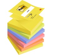 Post-It Pack de 6 Blocs de 100 Z-Notas Adhesivas Reposicionables 76x76mm - Forma Cuadrada  - Colores Surtidos