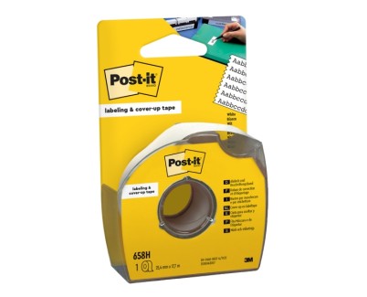 Post-It Rollo de Cinta Adhesiva para Escribir - 25.4mm x 17.7m - con Dispensador - Color Blanco