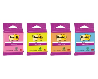 Post-It Super Sticky Bloc de 45 Notas Adhesivas Reposicionables - Forma Cuadrada - 76x76mm - Colores Surtidos