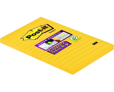 Post-It Super Sticky Bloc de 75 Notas Adhesivas Reposicionables - Forma Rectangular - 101x152mm - Color Ultra Amarillo