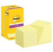 Post-It Super Sticky Pack de 12 Blocs de 90 Notas Adhesivas Reposicionables - 76x76mm - Paquete de Carton - Color Amarillo Claro