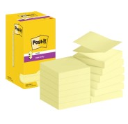 Post-It Super Sticky Pack de 12 Blocs de 90 Notas Adhesivas Reposicionables Zig-Zag 76x76mm - Forma Cuadrada - Color Amarillo Claro