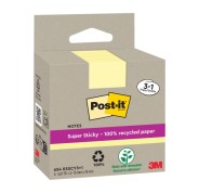 Post-It Super Sticky Pack de 4 Blocs de 70 Notas Adhesivas Recicladas - Forma Cuadrada - 76x76mm - Color Amarillo Claro