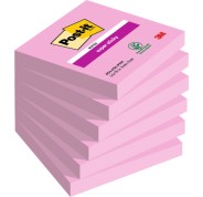 Post-It Super Sticky Pack de 6 Blocs de 90 Notas Adhesivas Reposicionables - 76x76mm - 100% PEFC - Color Rosa
