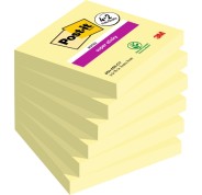 Post-It Super Sticky Pack de 6 Blocs de 90 Notas Adhesivas Reposicionables - 76x76mm - Promocion 4 Blocs + 2 Gratis - Color Amarillo Claro