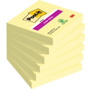 Post-It Super Sticky Pack de 6 Blocs de 90 Notas Adhesivas Reposicionables - Forma Cuadrada - 76x76mm - Color Amarillo Claro