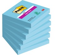 Post-It Super Sticky Pack de 6 Blocs de 90 Notas Adhesivas Reposicionables - Forma Cuadrada - 76x76mm - Color Azul