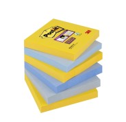 Post-It Super Sticky Pack de 6 Blocs de 90 Notas Adhesivas Reposicionables - Forma Cuadrada - 76x76mm - Colores Surtidos