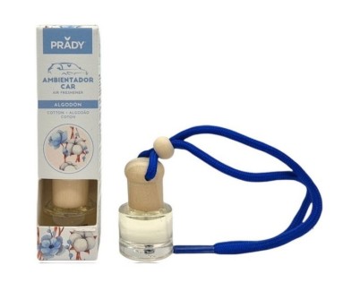 Prady Ambientador Coche Algodon - Frasco de Cristal 6 ml y Cuerda para Espejo Retrovisor