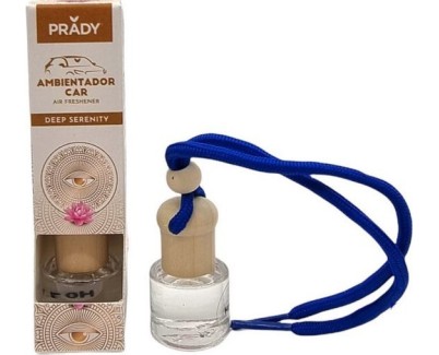 Prady Ambientador Coche Deep Serenity - Frasco de Cristal 6 ml y Cuerda para Espejo Retrovisor