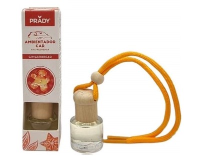 Prady Ambientador Coche Gingerbread - Frasco de Cristal 6 ml y Cuerda para Espejo Retrovisor