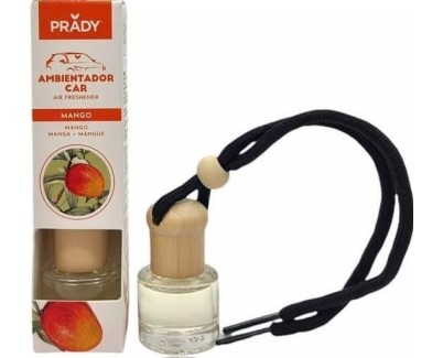 Prady Ambientador Coche Mango - Frasco de Cristal 6 ml y Cuerda para Espejo Retrovisor