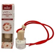 Prady Ambientador Coche OUD & Rose - Frasco de Cristal 6 ml y Cuerda para Espejo Retrovisor