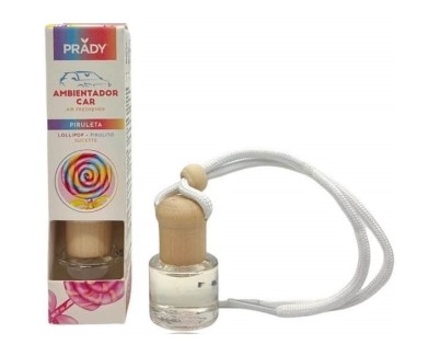 Prady Ambientador Coche Piruleta - Frasco de Cristal 6 ml y Cuerda para Espejo Retrovisor
