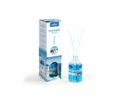 Prady Ambientador Mikado Aire Mediterraneo - Frasco de Cristal 100 ml y Varitas Difusoras