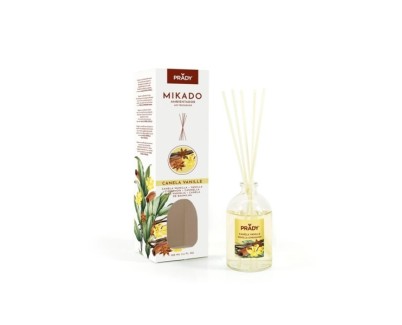 Prady Ambientador Mikado Canela Vanille - Frasco de Cristal 100 ml y Varitas Difusoras