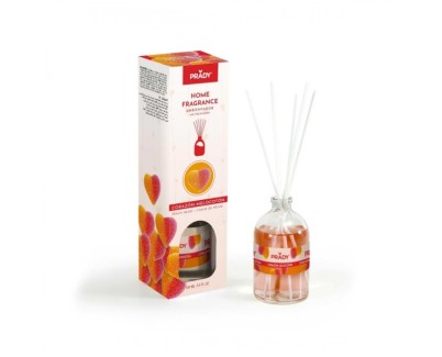 Prady Ambientador Mikado Corazon de Melocoton - Frasco de Cristal 100 ml y Varitas Difusoras