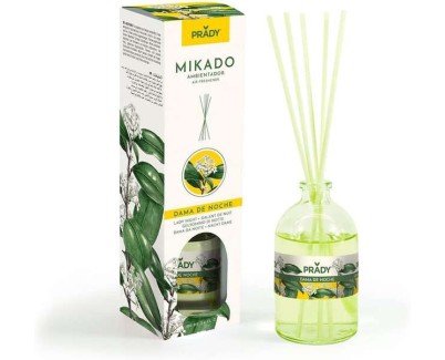 Prady Ambientador Mikado Dama de Noche - Frasco de Cristal 100ml y Varitas Difusoras