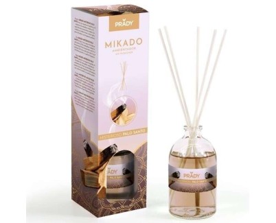 Prady Ambientador Mikado Misterioso Palo Santo - Frasco de Cristal 100ml y Varitas Difusoras