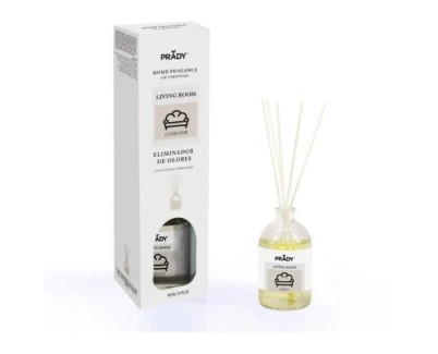 Prady Ambientador Mikado Neutralizador de Olores Para Comedor - Frasco de Cristal 100 ml y Varitas Difusoras