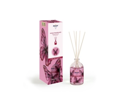 Prady Ambientador Mikado Pink Butterfly - Frasco de Cristal 100 ml y Varitas Difusoras