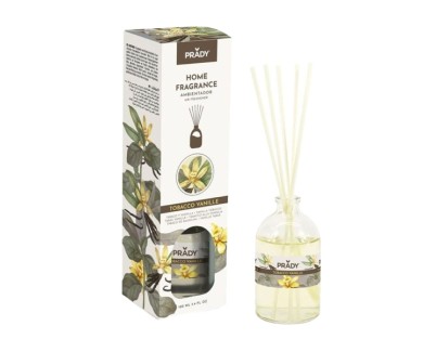 Prady Ambientador Mikado Tobacco Vanille - Frasco de Cristal 100 ml y Varitas Difusoras