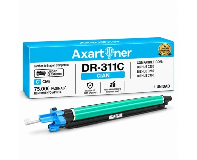 PREMIUM Compatible Konica Minolta Bizhub C220, C280, C360 Cyan Tambor de Imagen (Drum) A0XV0TD / DR311C / DR-311C