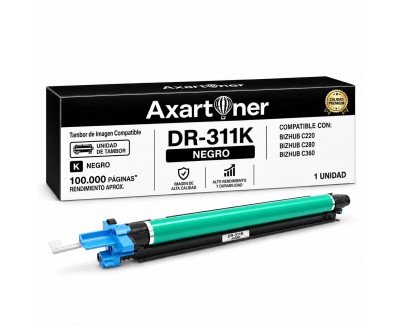 PREMIUM Compatible Konica Minolta Bizhub C220, C280, C360 Negro Tambor de Imagen (Drum) A0XV0RD / DR311K / DR-311K