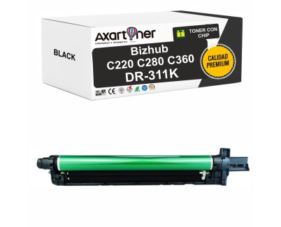 PREMIUM Compatible Konica Minolta Bizhub C220, C280, C360 Negro Tambor de Imagen (Drum) A0XV0RD / DR311K / DR-311K