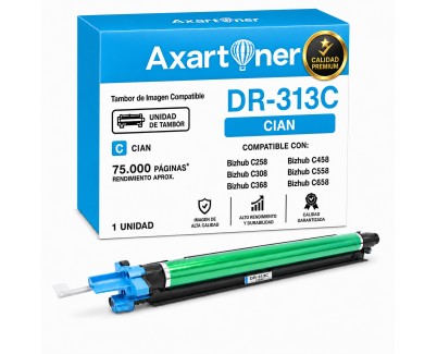 PREMIUM Compatible Konica Minolta Bizhub C258, C308, C368, C458, C558, C658 Cyan Tambor de Imagen A7U40TD / DR313 (Drum)