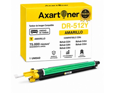 PREMIUM Compatible Konica Minolta DR512 Amarillo Tambor de Imagen DR512Y / A2XN0TD (Drum) para bizhub C224 C224e C284 C284e C364 C364e C454 C454e C554 C554e